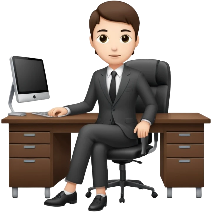 employee sitting at a desk full body emoji