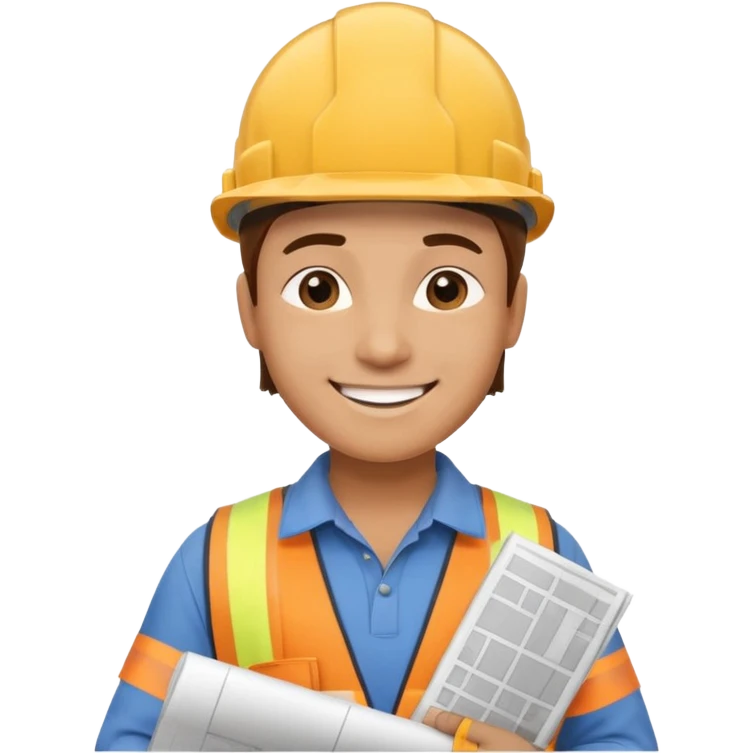 thinking construction worker that holds architecture plan emoji
