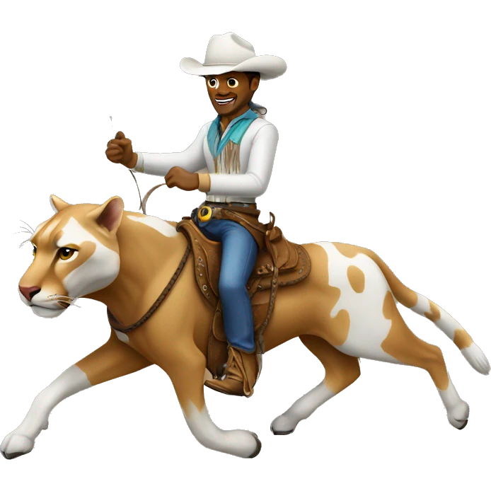 White Cowboy riding a cougar  emoji