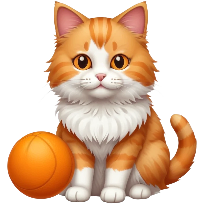 cat full body sitting playing with a toy ball emoji