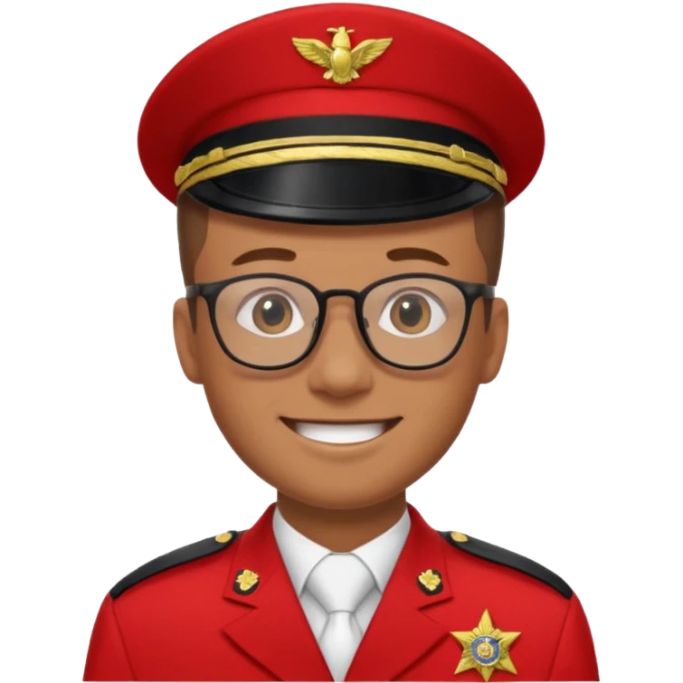 Smiling military man with glasses in red uniform emoji
