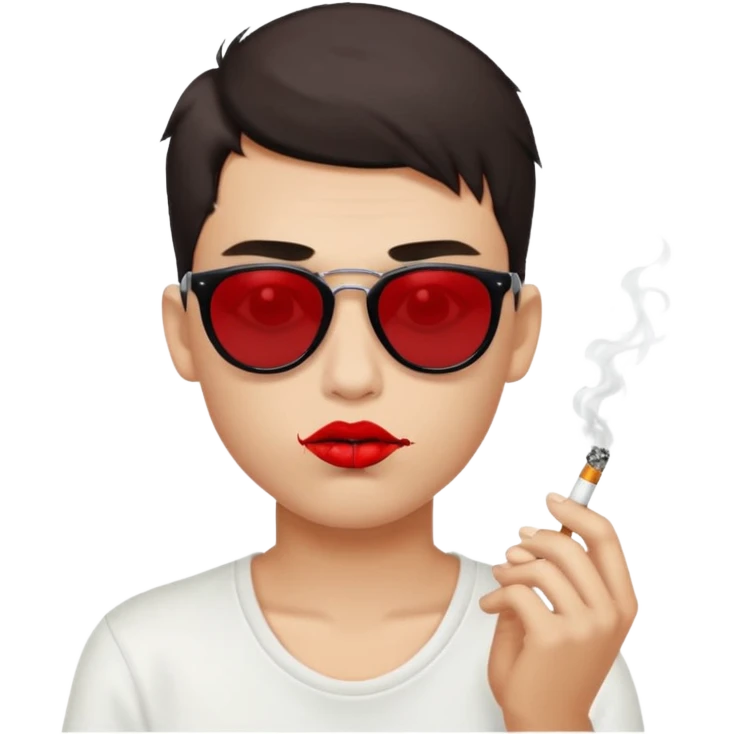boy with piercing sunglasses blood smoking cigarette black lips emoji