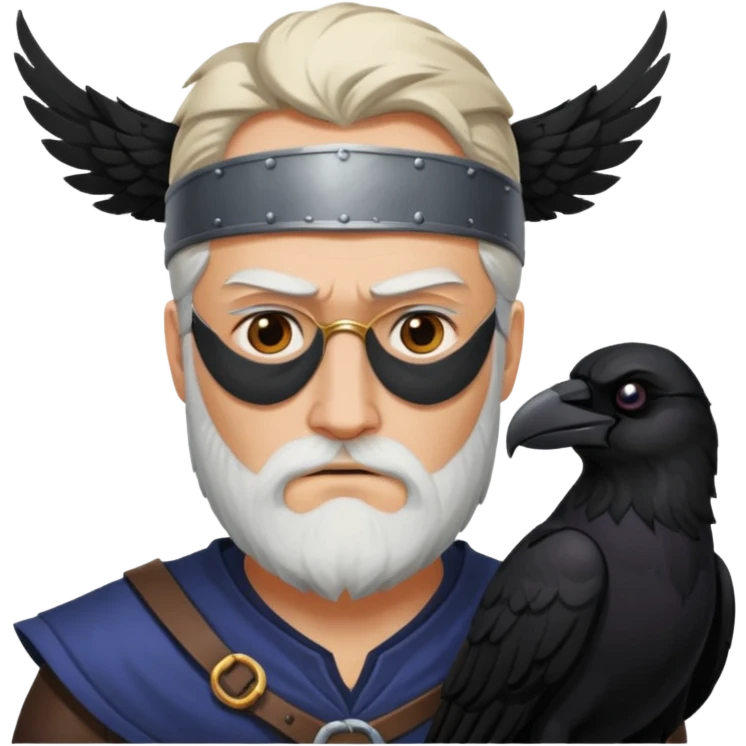 norse god odin with eyepatch on his left eye and raven on his shoulder emoji