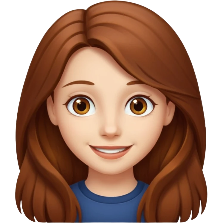 create a girl with chestnut colored long hair, hazel eyes and beautiful smile emoji