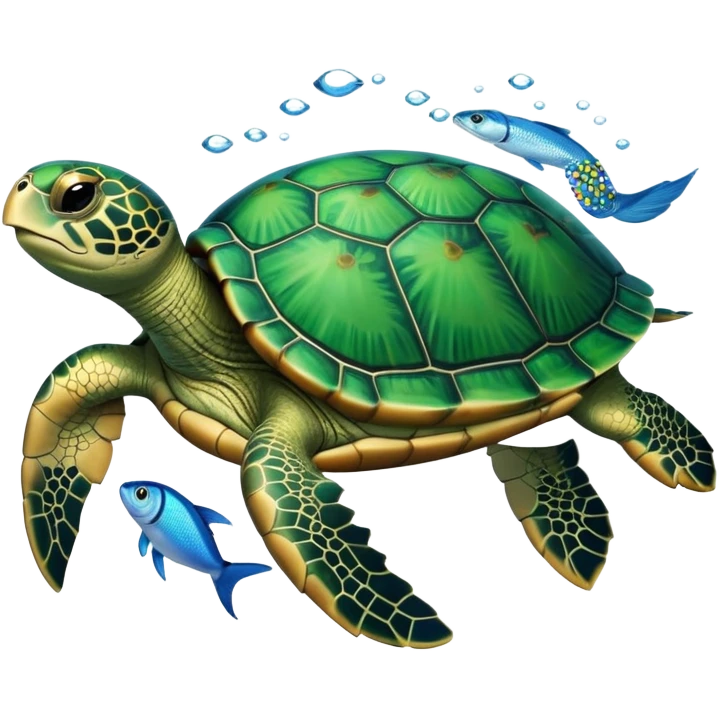 Turtle with fish  emoji
