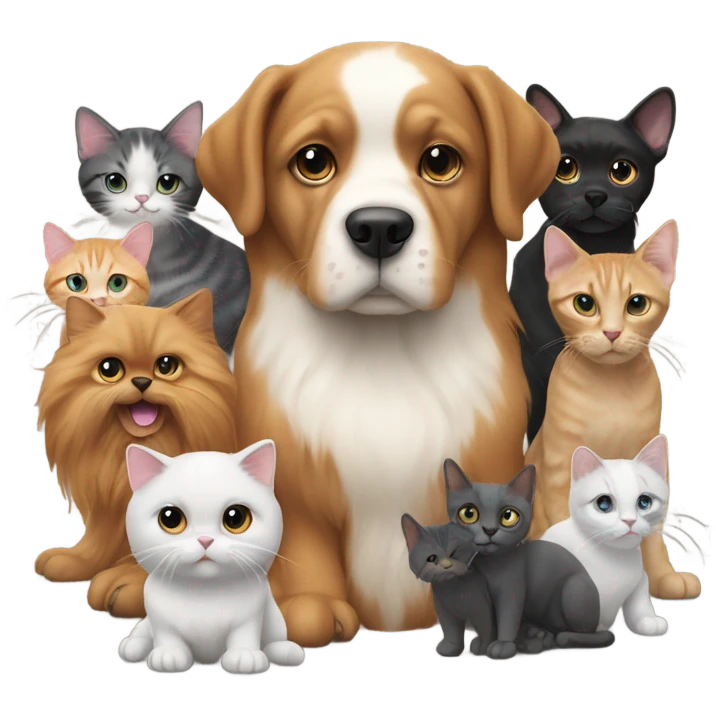 Dog with 10 cats emoji