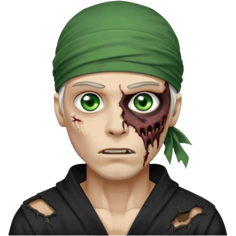 Withe durag, men zombie and green eye color, with dark zombie clothes emoji