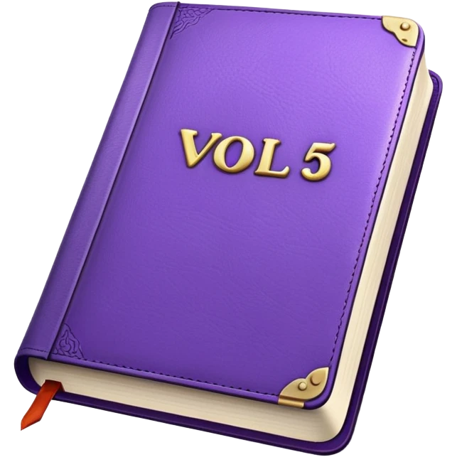 Purple book with "VOL. 5" written on the cover emoji