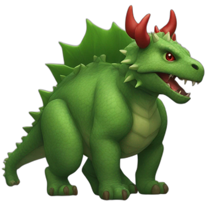 Green Tarasque six paws red horns emoji
