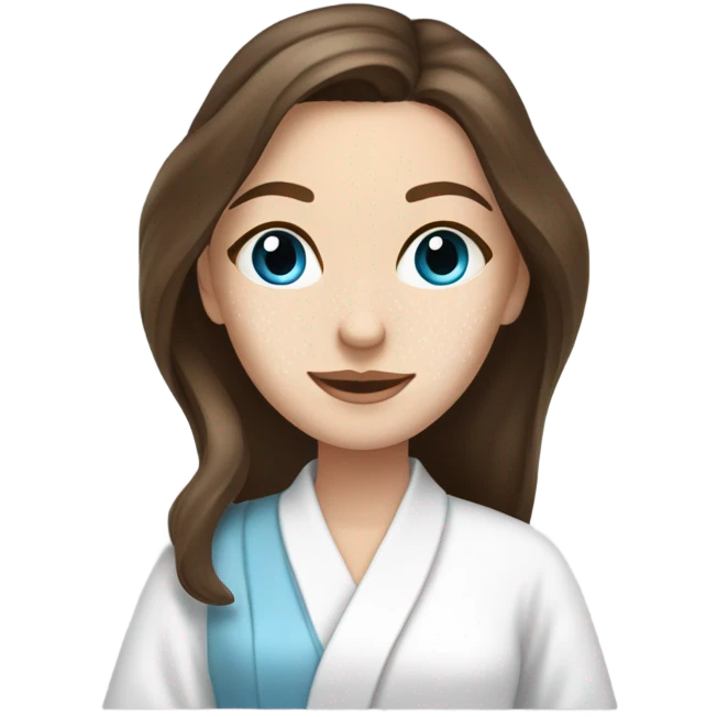 In Robe Spa day white girl brunette blue eyes freackles emoji