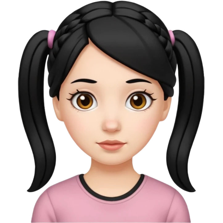 white girl with pig tails haircut black emoji