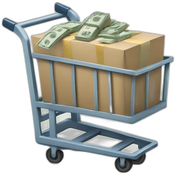 Pack of money on the delivery cart emoji