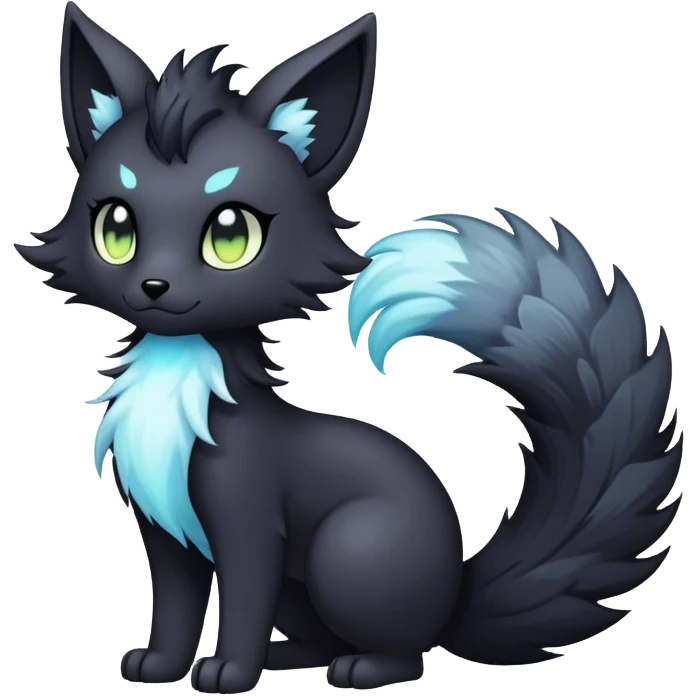 Kawaii dark edgy fantasy ethereal fursona Fakemon with tufted tail emoji