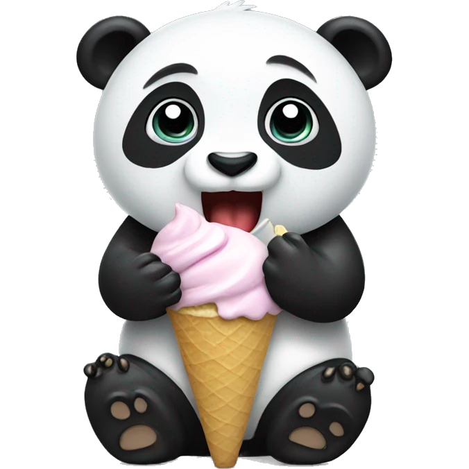 Panda eating ice cream emoji