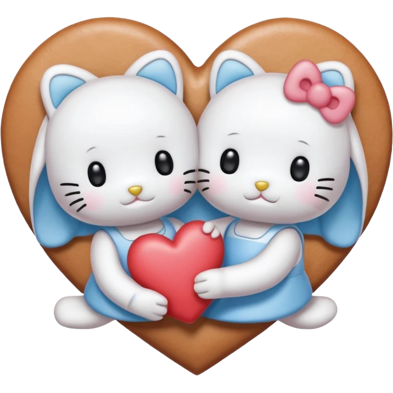 Hello kitty mit cinnamoroll machen zusammen ein Herz emoji