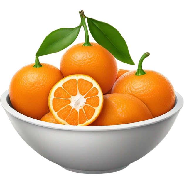 tangerines with pealed tangerines on a bowl  emoji