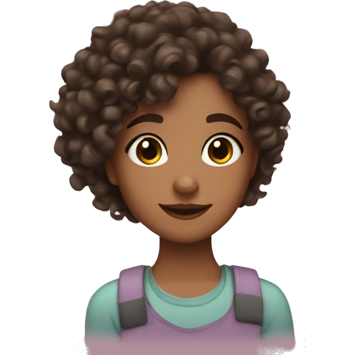 Cute selfcare brunette girl with curly hair emoji