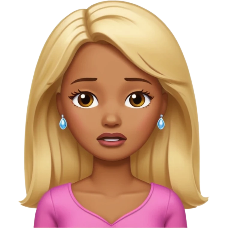 brown skin blonde barbie crying emoji
