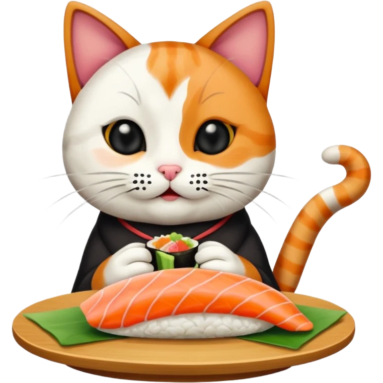 Cat eating sushi emoji