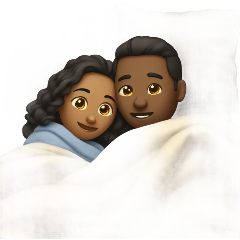 a couple cuddling in bed  emoji
