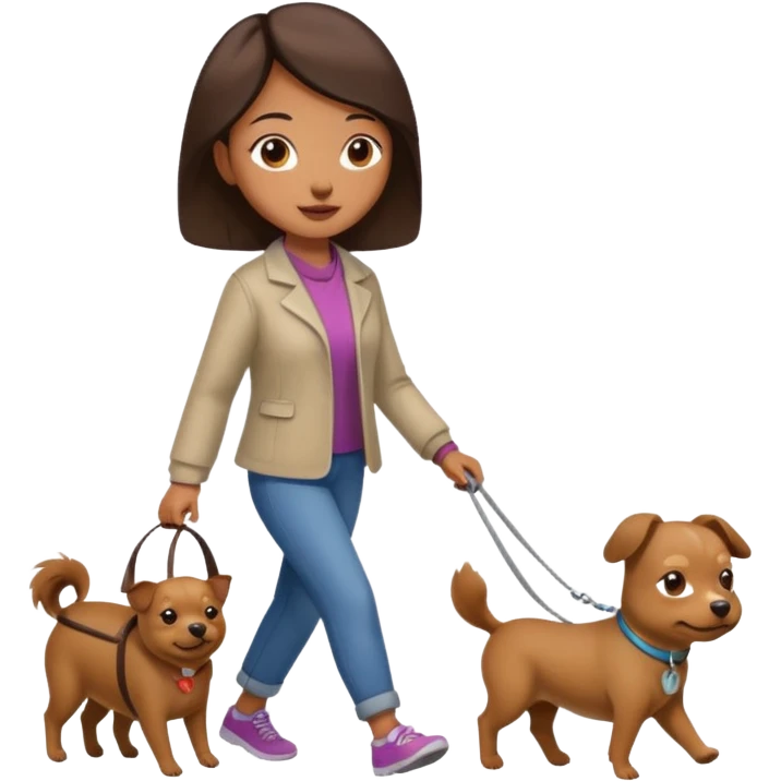 Chinese woman walking small brown dog emoji