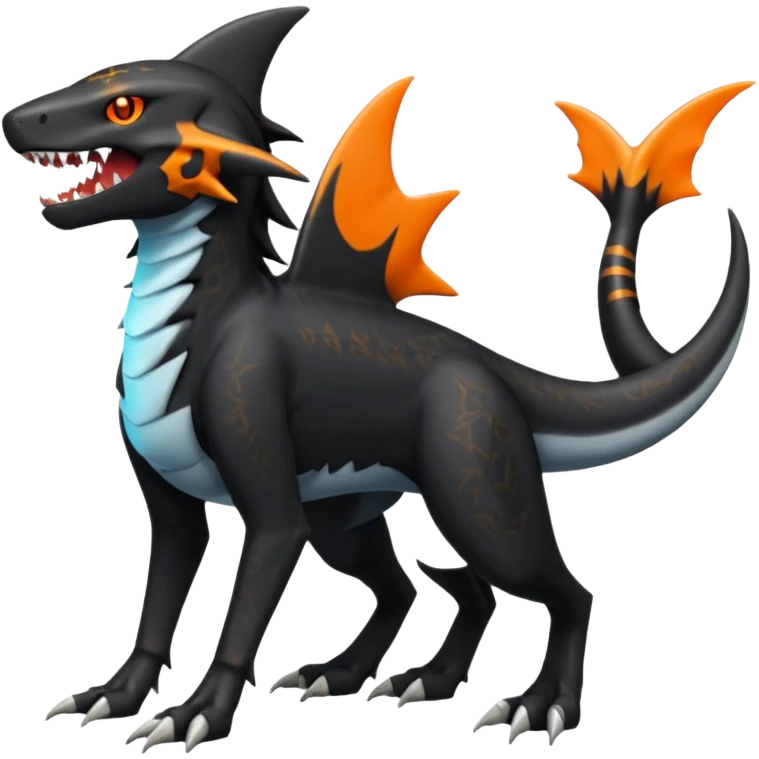 4-legged digitigrade land-shark-landhai-gremz-wickerbeast-vernid-sergal-sharpedo-houndoom-hybrid-fusion-creature, full body emoji