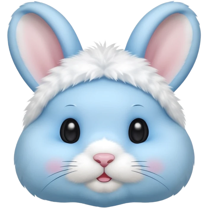 light blue cute rabbit head with chubby cheeks emoji