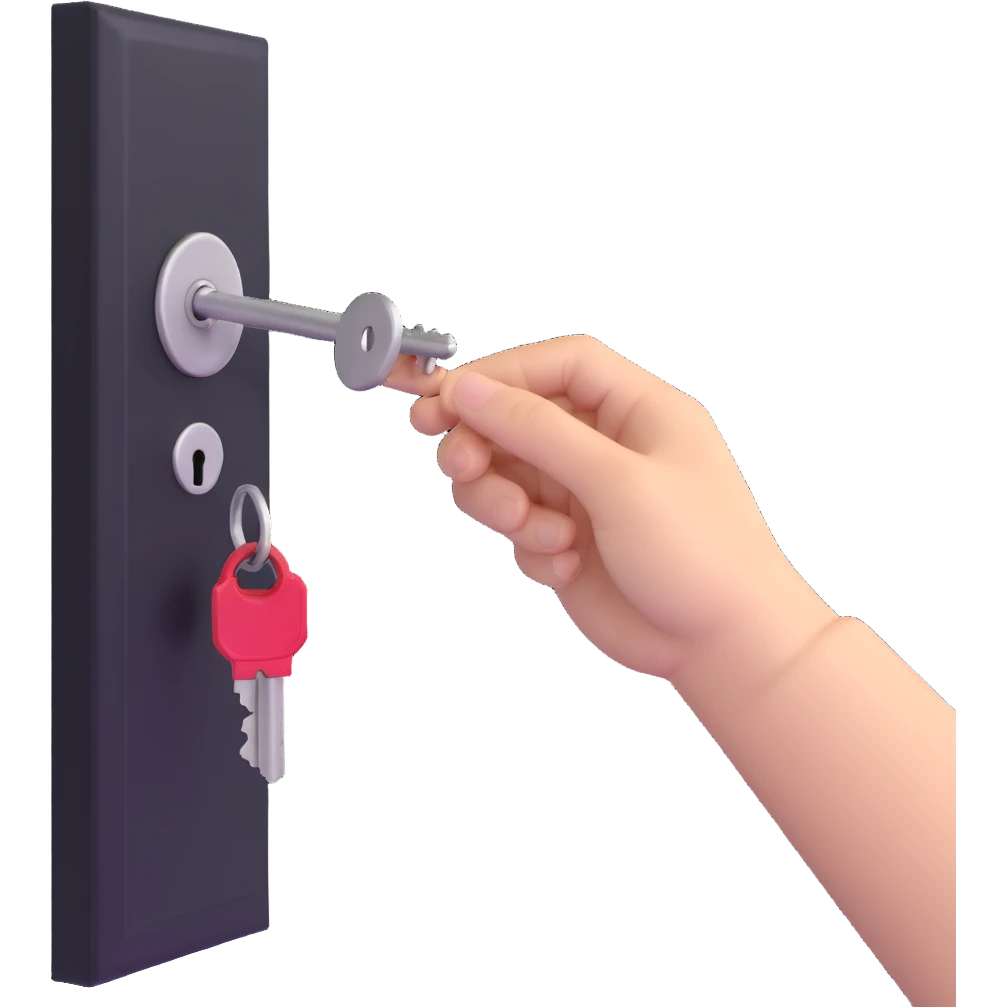 door being unlocked with hand turning key emoji