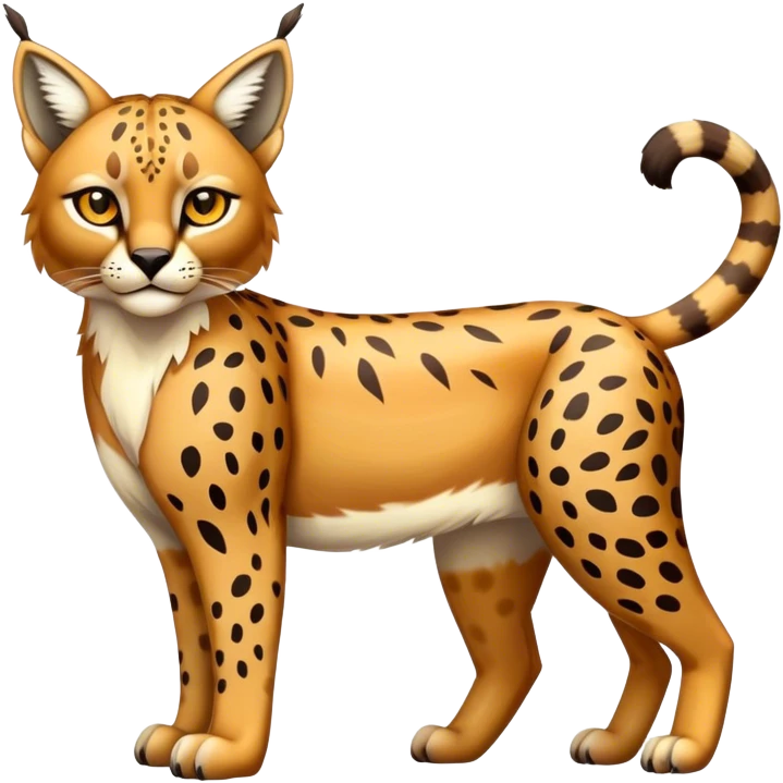 Cute cool shiny colorful bobcat-lynx-cheetah-caracal-animal-hybrid-Fakemon full body with patterns and markings emoji