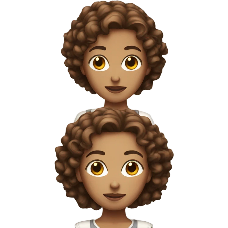 White heroine with brown curly hair emoji