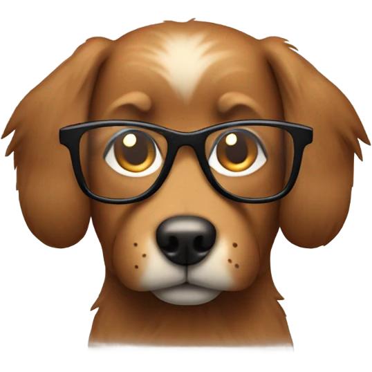Furry brown dog with glasses emoji