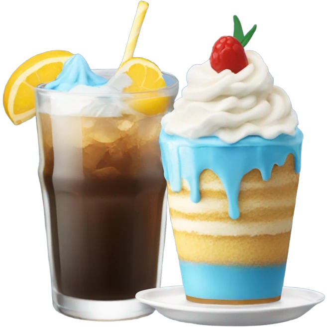 Camera a glass and cake and the color blue Costa Rica  emoji