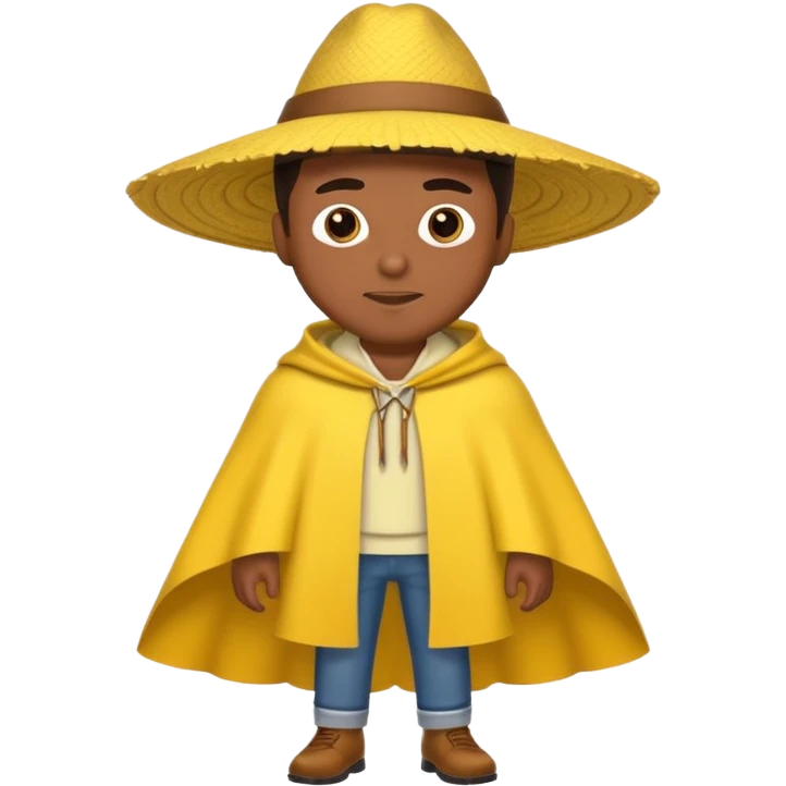 brown skin man with fashion yellow pancho emoji
