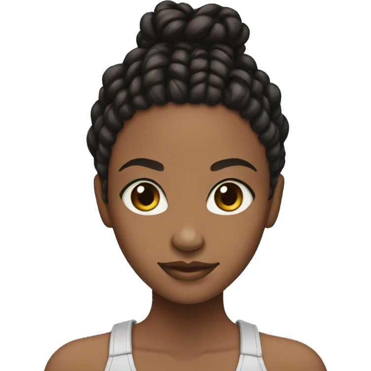 Brown girl with black Afro braids only 1 emoji