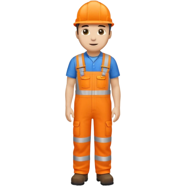engineer hi-vis orange overalls standing full body emoji