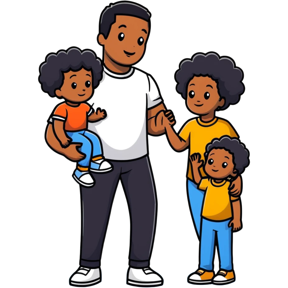 family with white dad, black mom, and black child emoji