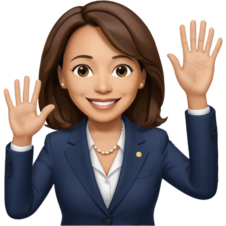 Kamala Harris waving, smiling emoji