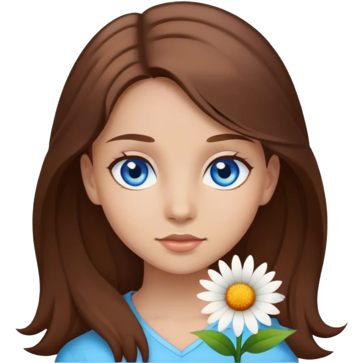 Girl blue eyes brown hair flover emoji