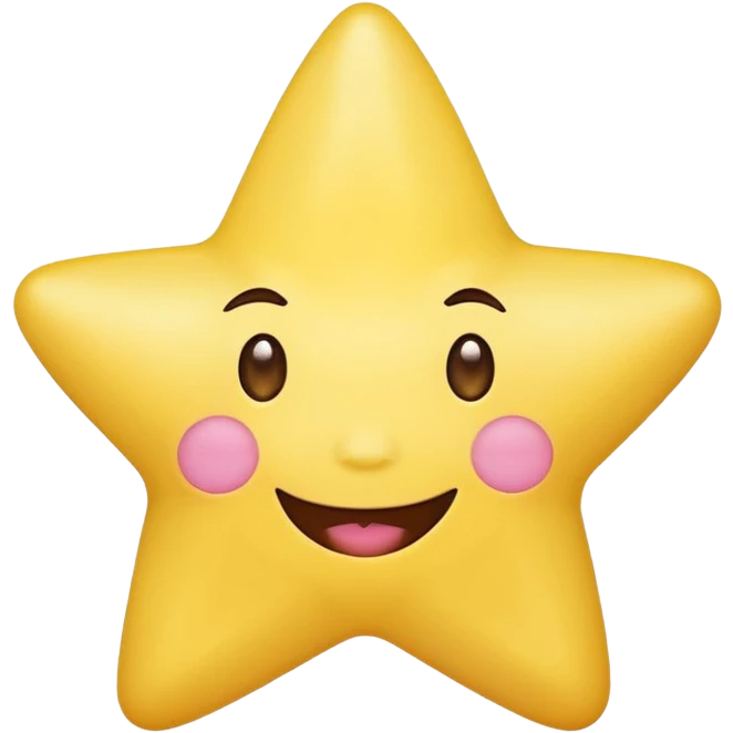 image of a cute yellow star with a smiling face and pink cheeks on a transparent background in the style of the Money with Wings emoji on Microsoft 3D Fluent 15.1, image format - square, 1:1 emoji