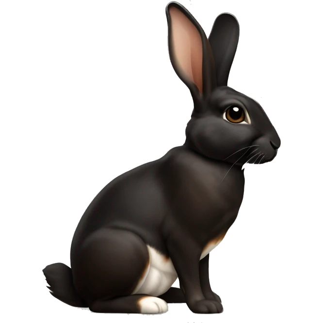 Harlequin rabbit breed black and dark brown sitting emoji