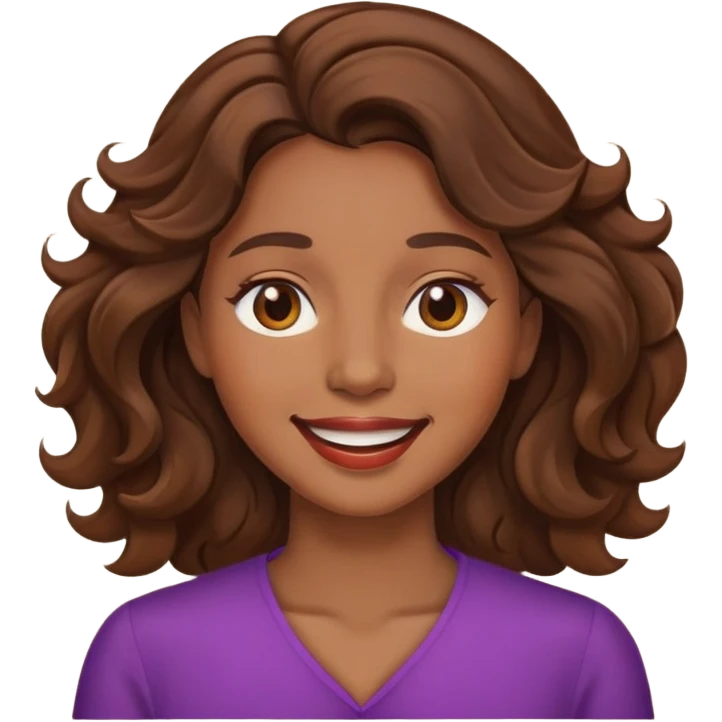 Make a Women with Brown Eyes, and Brown wavy hair, smile but with mouth closed emoji
