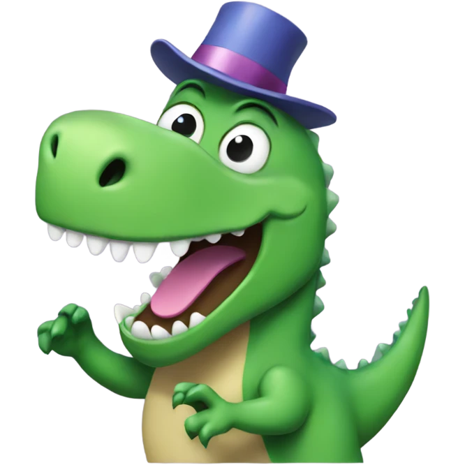 Happy green Dino partying  emoji