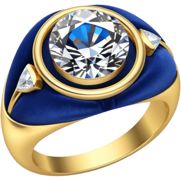 gold ring with a diamond in a dark blue case emoji