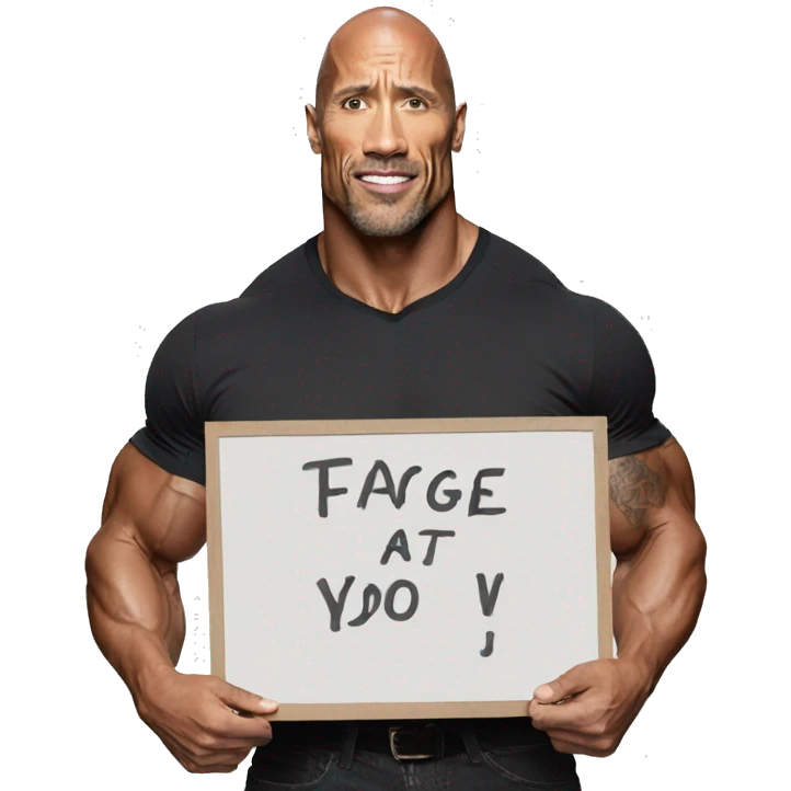 the rock holding a sign emoji