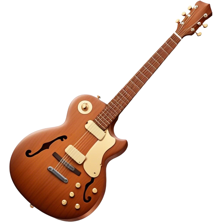 Cinematic Realistic Guitar, smooth mahogany body with deep wood grain, metal strings catching soft reflections, intricate tuning pegs gleaming subtly, warm light accentuating the contours, glowing with the warmth of music and craftsmanship. emoji