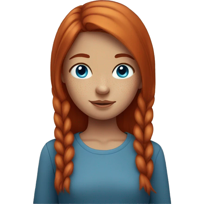 Straight red hair girl with blue eyes and freckles emoji