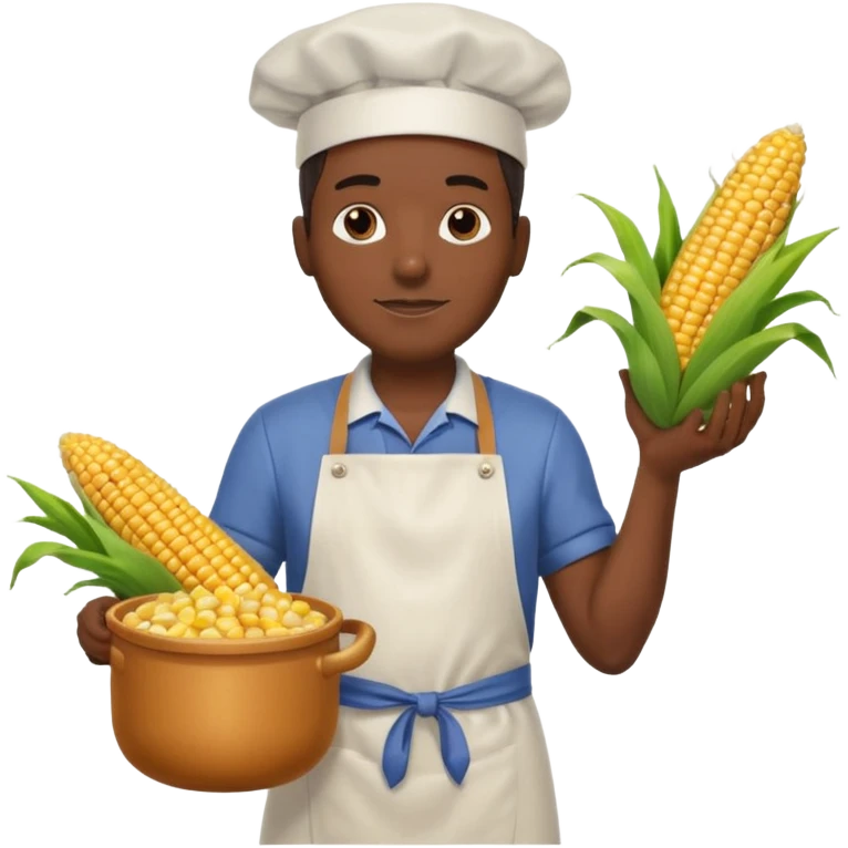 BLACK MAN AND A COOK CORN POT emoji