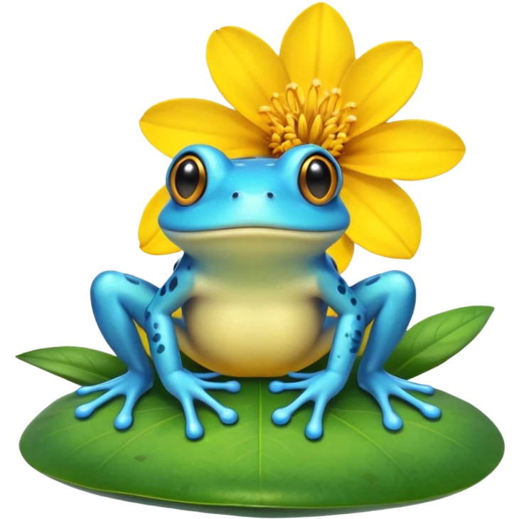 cyan frog on top of flower emoji