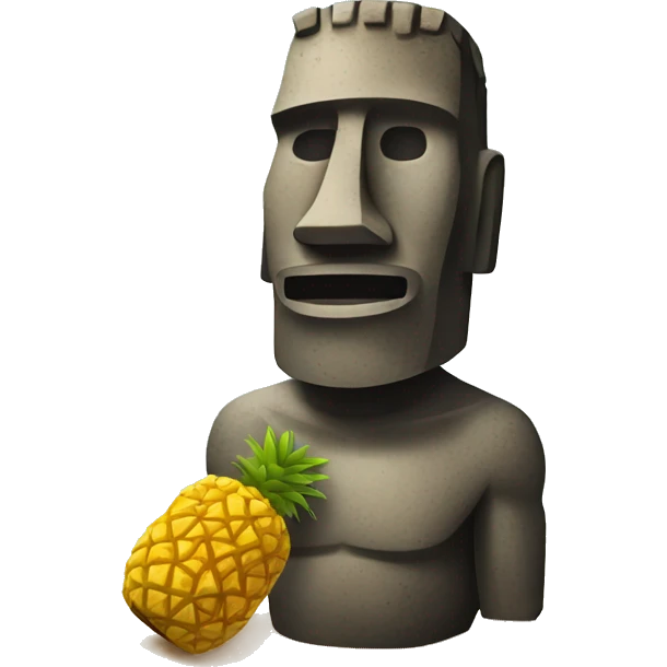 moai with a pineapple near a beach emoji