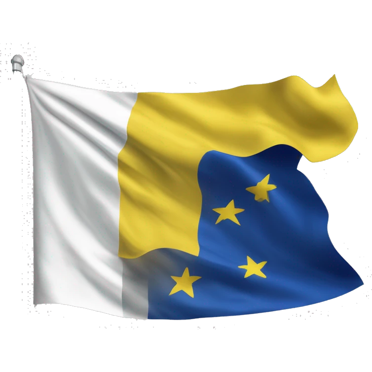 Fais-moi un drapeau avec la première partie gauche bleue, la deuxième partie droite en blanc, et au milieu une Étoile à six branches jaune emoji
